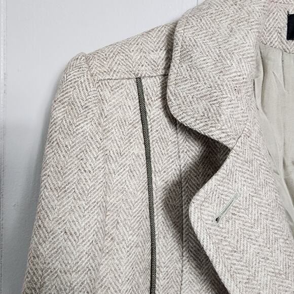 Vintage Alorna Wool Herringbone Coat Classic Double Breasted Overcoat Old Money - Picture 6 of 14